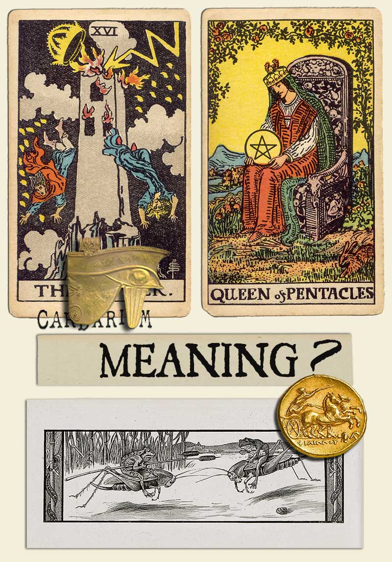the tower and queen of pentacles cardarium