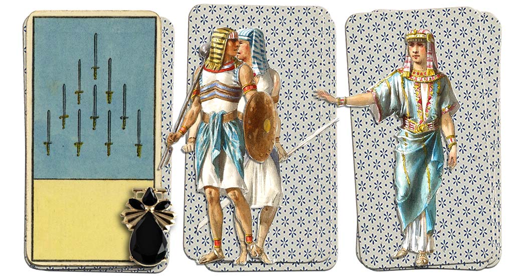 Egyptian Grand Etteilla Tarot 10 of swords