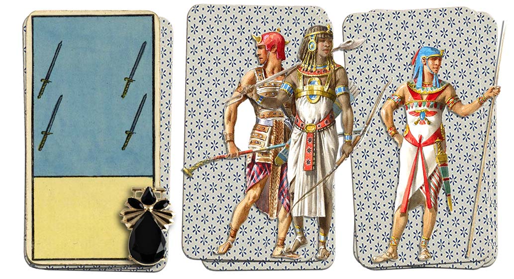 Egyptian Grand Etteilla Tarot 4 of swords