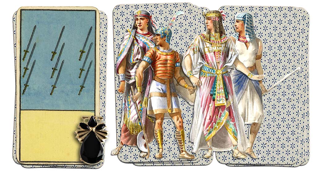 Egyptian Grand Etteilla Tarot 9 of swords