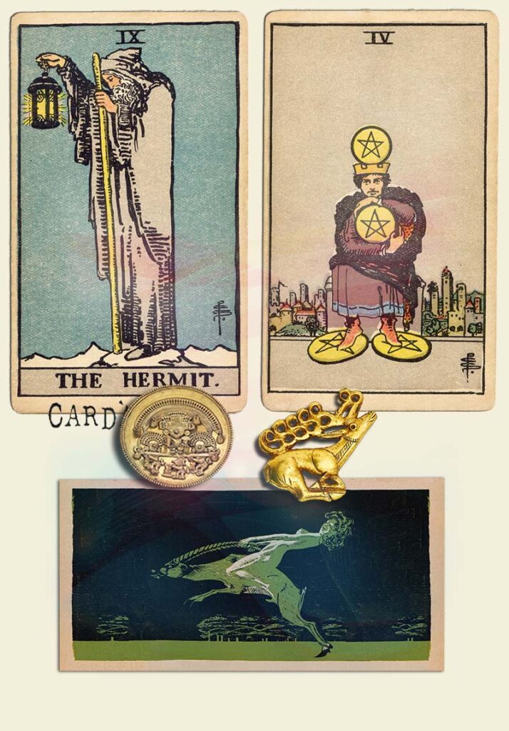 The Hermit and 4 of pentacles Combination