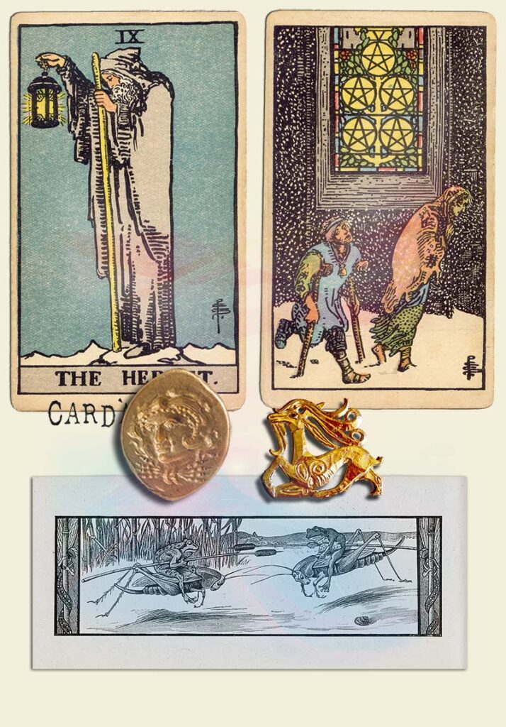 The Hermit and 5 of pentacles Combination