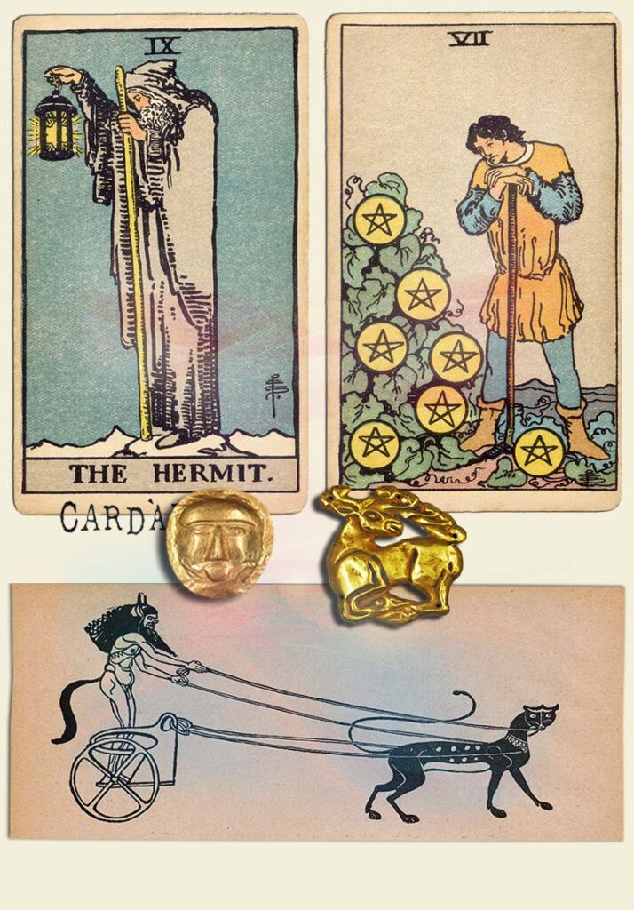 The Hermit and 7 of pentacles Combination