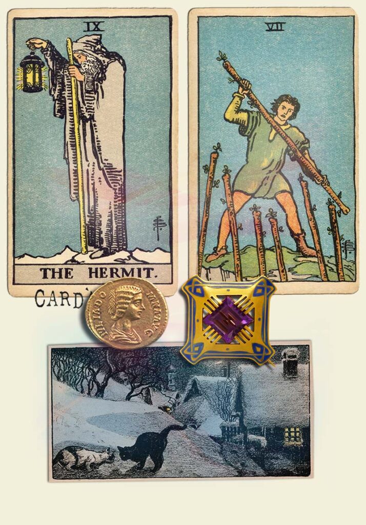 The Hermit and 7 of wands Combination