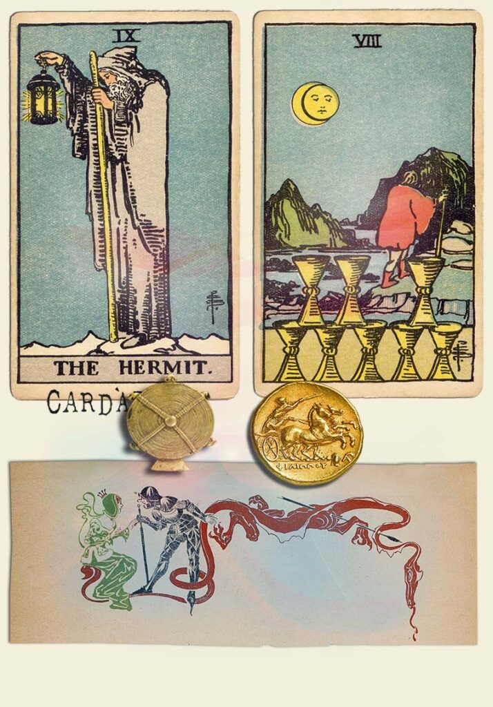 The Hermit and 8 of cups Combination